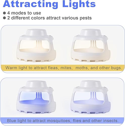 Miniatura 2 de Trampa para pulgas para el hogar, trampa eléctrica de plagas para interiores con 10 recambios de tablero adhesivo, trampa de luz nocturna para