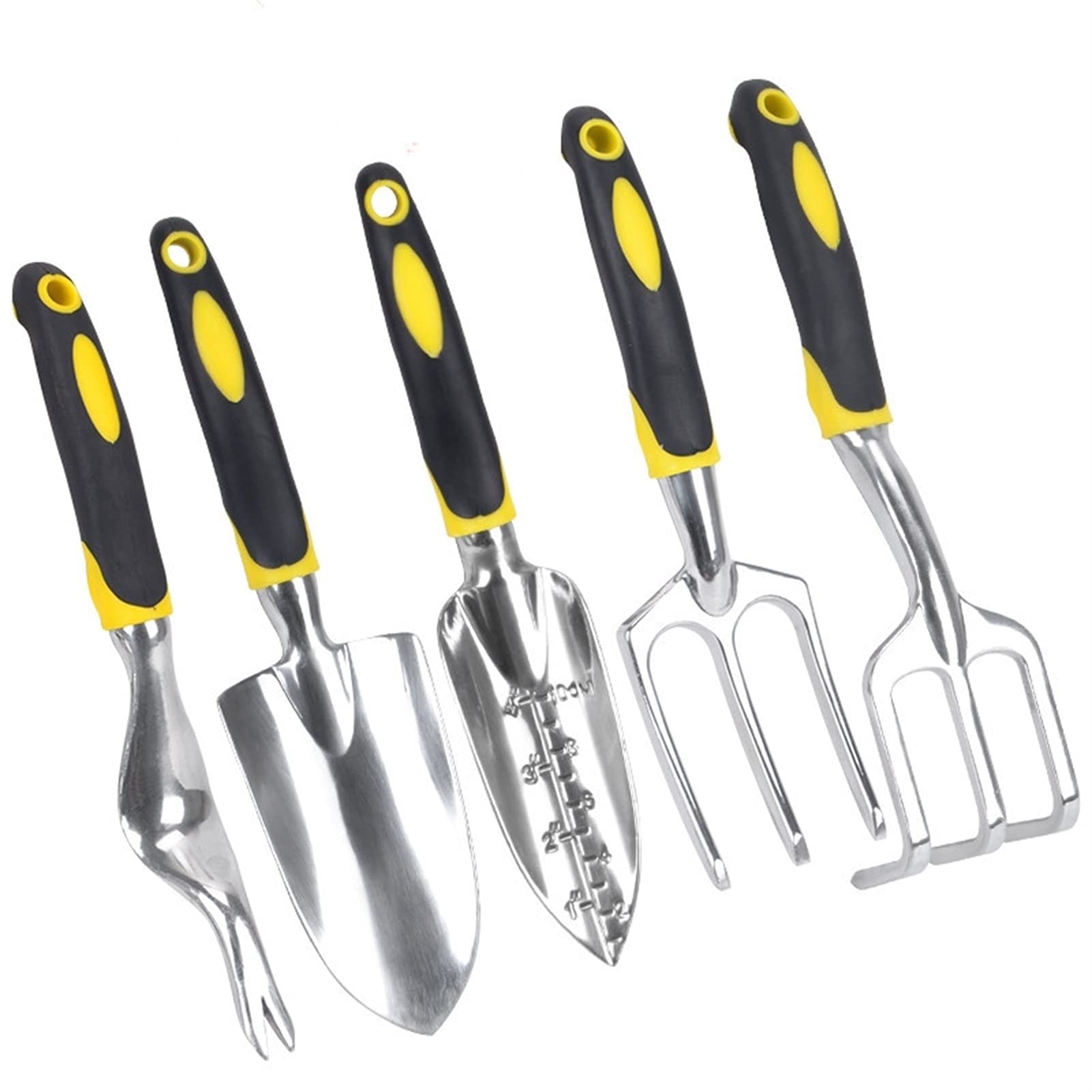 DINGFAN - Set di attrezzi da giardino, 5 pezzi, per donne e uomini, mini kit di attrezzi da giardino in alluminio, ideale come regalo per donne e uomini