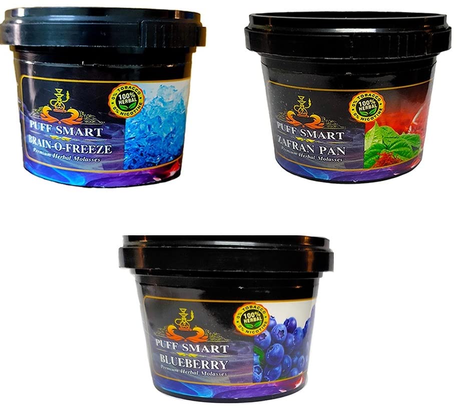 PUFF SMART Premium Herbal Flavor Zafran Pan, Brain-O-Freeze, Blueberry 100G In Each Pack (Pack of 3) (100% Nicotine and Tobacco Free)-image-35