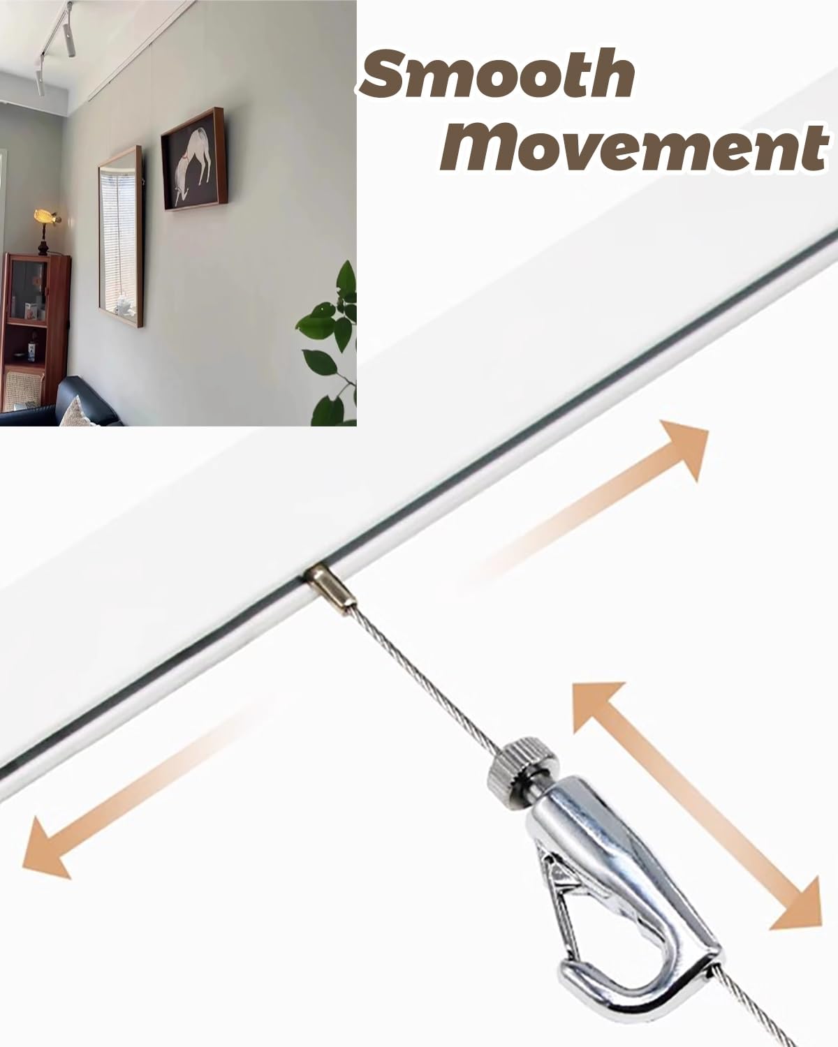 Colgar Cuadros Ganchos para Riel de Cuadros y Estante de Alambre con Tapa, Kit para Colgar Cuadros en La Pared de Una Galería de Arte, Riel Fotográfico para Museos Como Fondo para Caminar(Black,4.9'/1