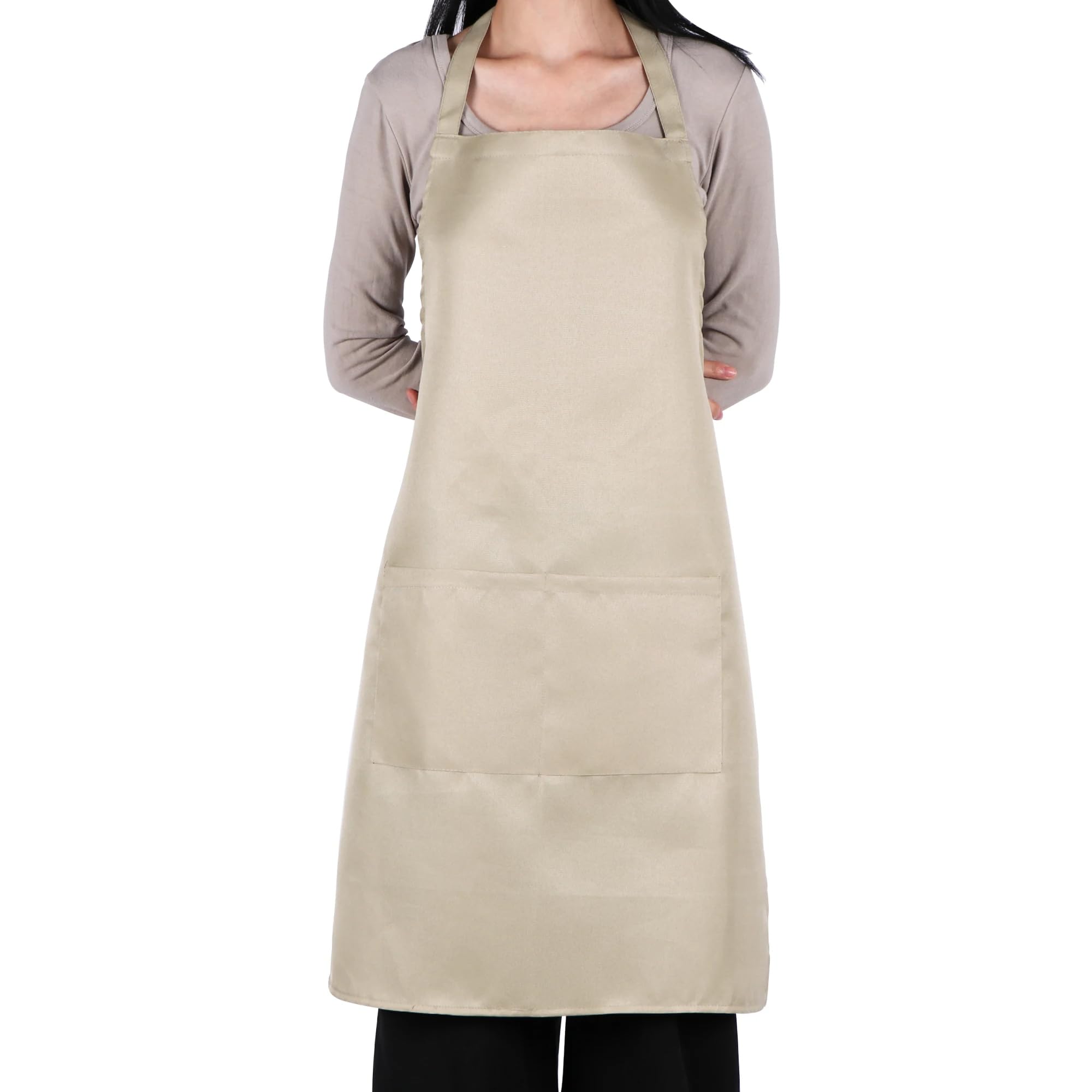 MIKI WELL Kitchen Apron Bib Chef Apron with 2 Pockets - Women Men Aprons for Home Kitchen, Cooking, Restaurant, Coffee House, Baking Gardening BBQ