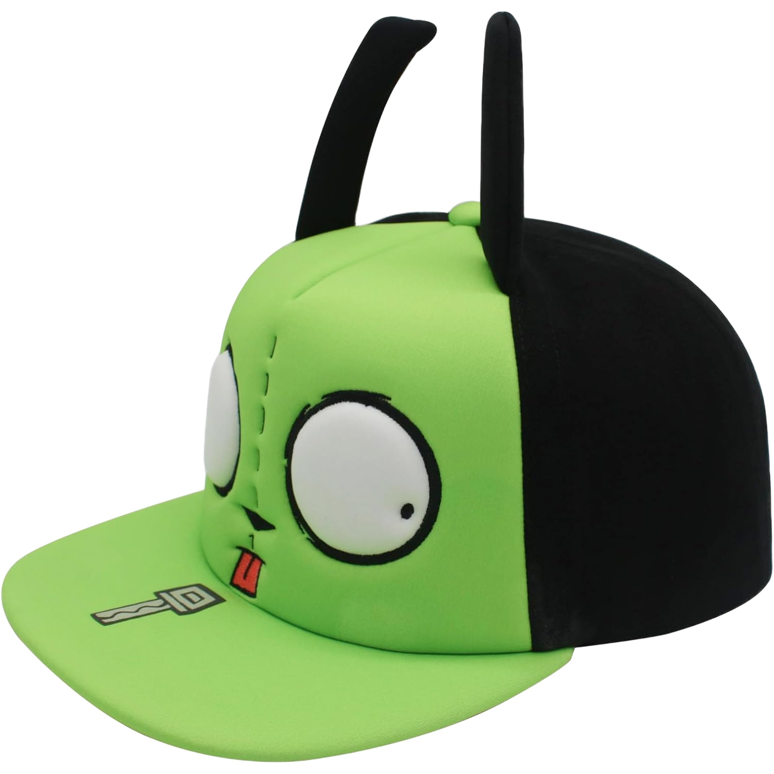 Concept One Gorra de béisbol Unisex Invader Zim, Gorra Gir para Adultos con ala Plana y Orejas y Ojos 3D, Verde/Negro, Talla única, Verde/Negro, Talla única