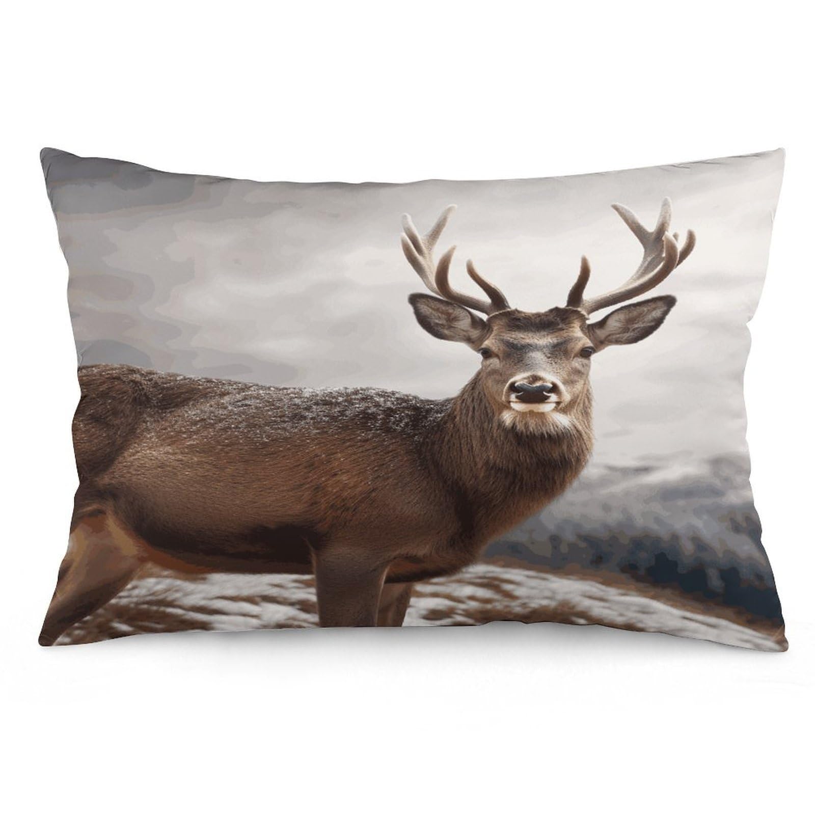 Wild Animals Deer Throw Pillow Covers with Silent Zipper Polyester Pillow Protectors Removable Pillow Cases Soft Pillowcase Cozy Pillow Sham Cushion Cover for Sofa Car Bed 20"x30"