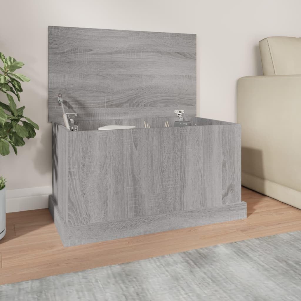 Baúl de almacenamiento gris Sonoma de madera 70 x 40 x 38 cm con tapa, baúl y caja para almacenamiento, organizador para pasillo, pasillo, dormitorio, salón