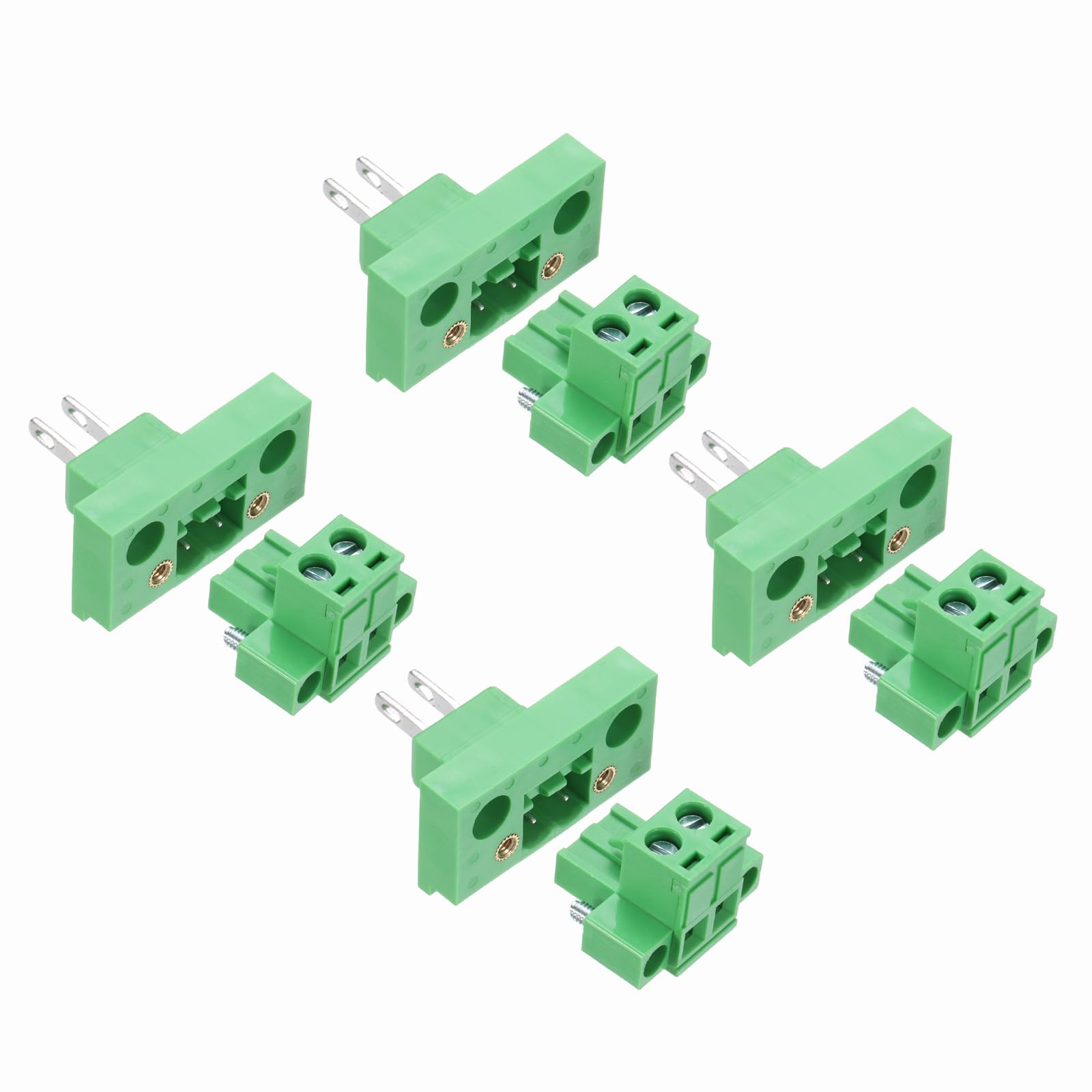 sourcing map 4 Set 2-Pin 5.08mm Pitch Pluggable Screw Terminal Block Connectors, PA66 300V 10A Through-Wall PCB Terminal Connectors for DIY Electronics Automation Power Modules, 24-12AWG Cable