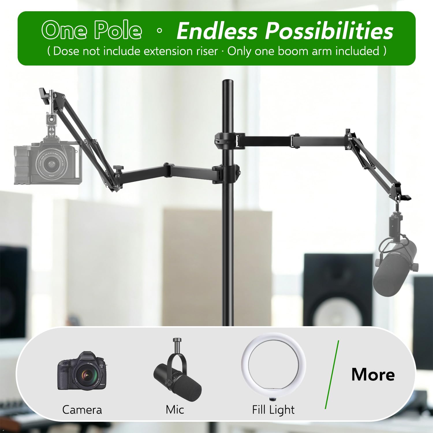 Accesorio de micrófono para brazo auge, accesorio de micrófono de escritorio adicional para micrófono elevador, brazo de micrófono para Shure SM7B Blue Yeti HyperX QuadCast S y More