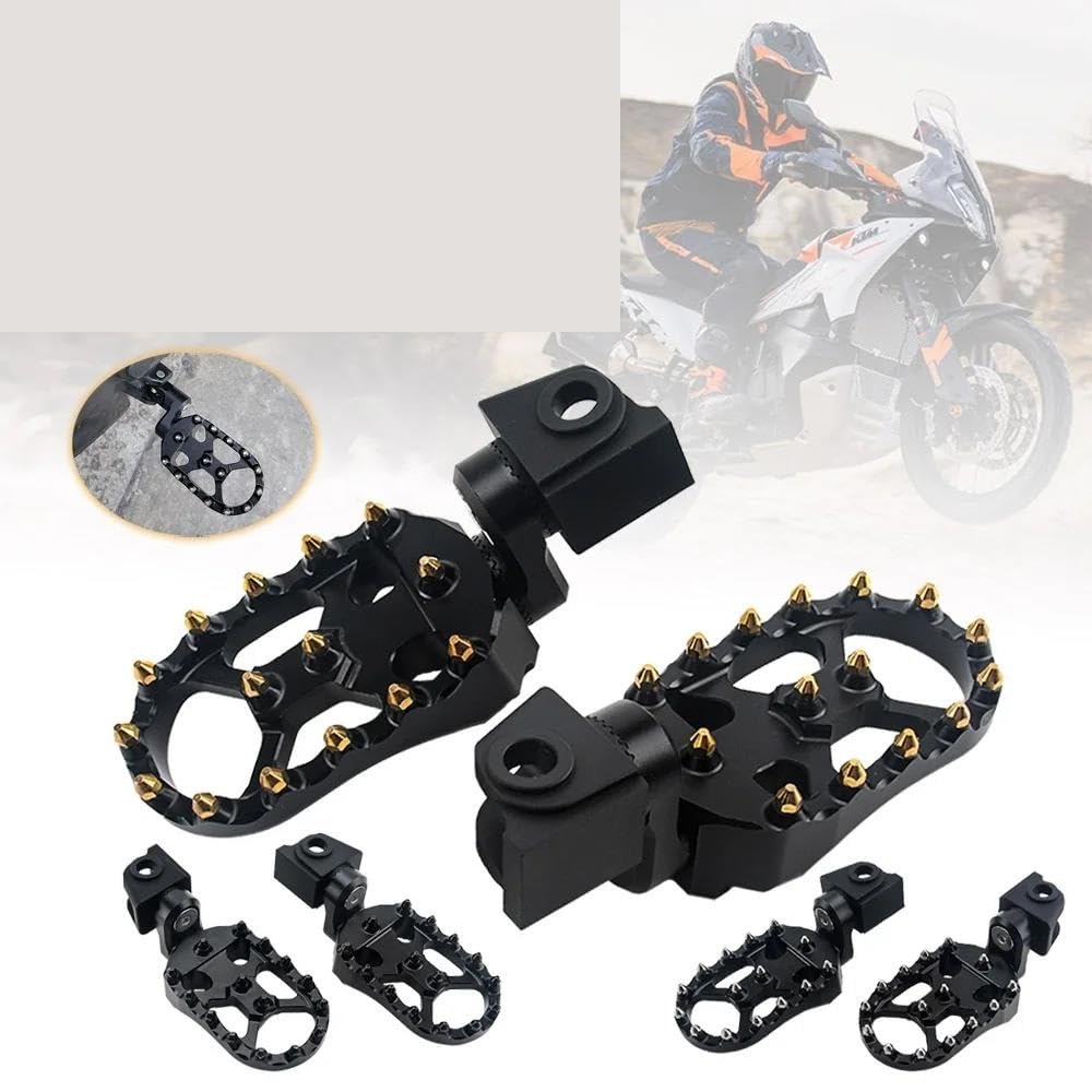 FUNFOB Pedali per Moto Poggiapiedi Anteriore per Moto per 790 890 1050 1090 1190 1290 per Adventure Pedane Regolabili con Abbassamento Pedane Girevoli Resto Pedane Moto(Color:Silverblack)