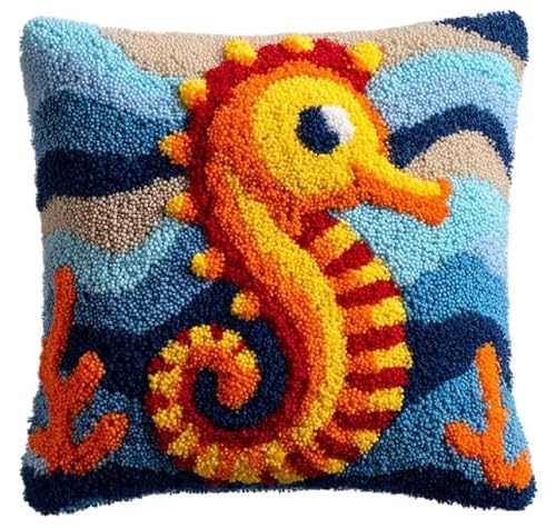 Taxpy Latch Hook Kit Pillow Seahorse 17X17In