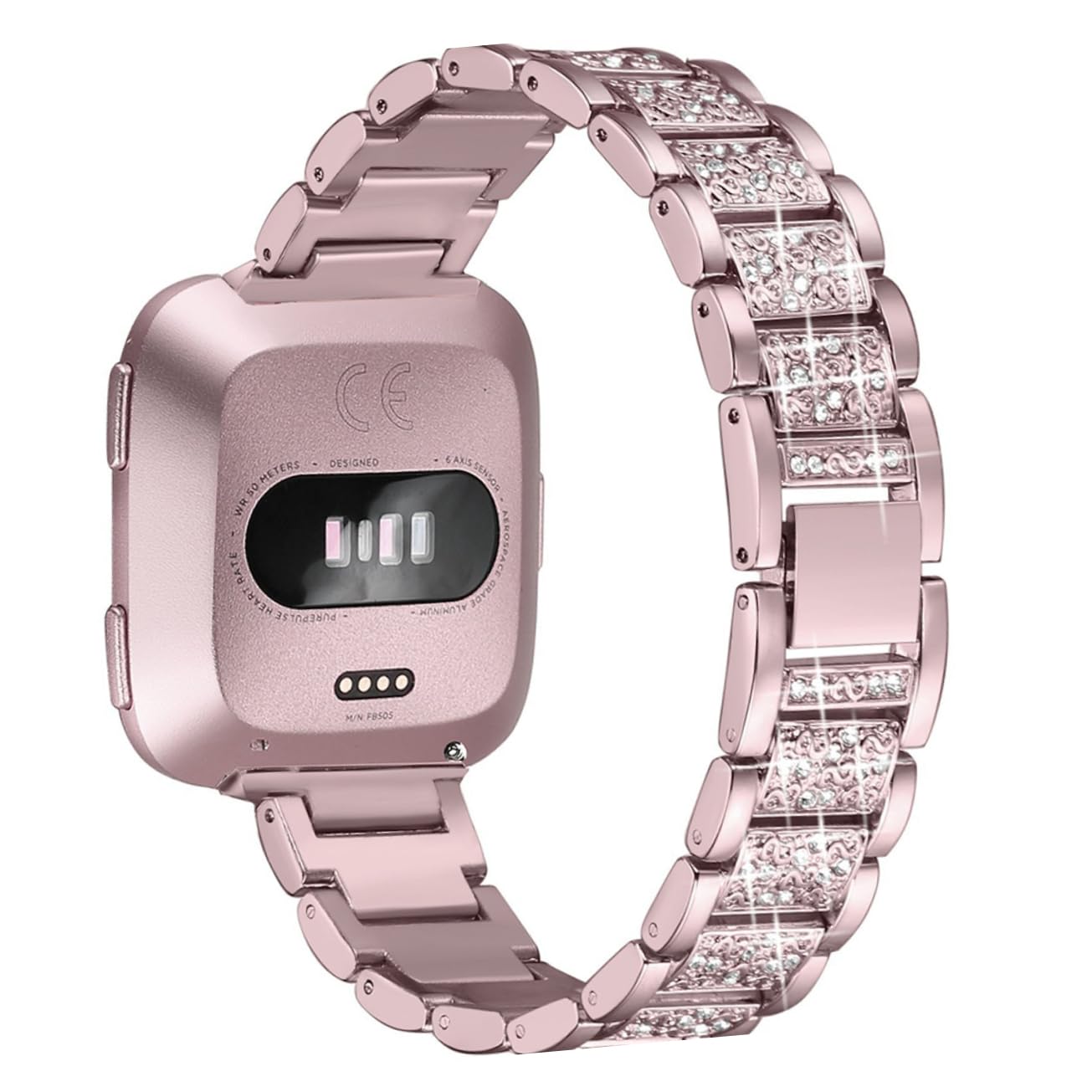 Hemobllo 3pièces Bracelet De Montre Blaze Métallique Avec Strass Remplacement Élégant Et Confortable Pour Montres Connectées Rose Poudré