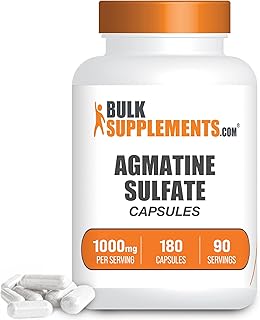 BULKSUPPLEMENTS.COM Agmatine Sulfate Capsules - Supplement for Nitric Oxide Production - Gluten Free - 1000mg per Serving - 90-Day (3-Month) Supply (180 Capsules)