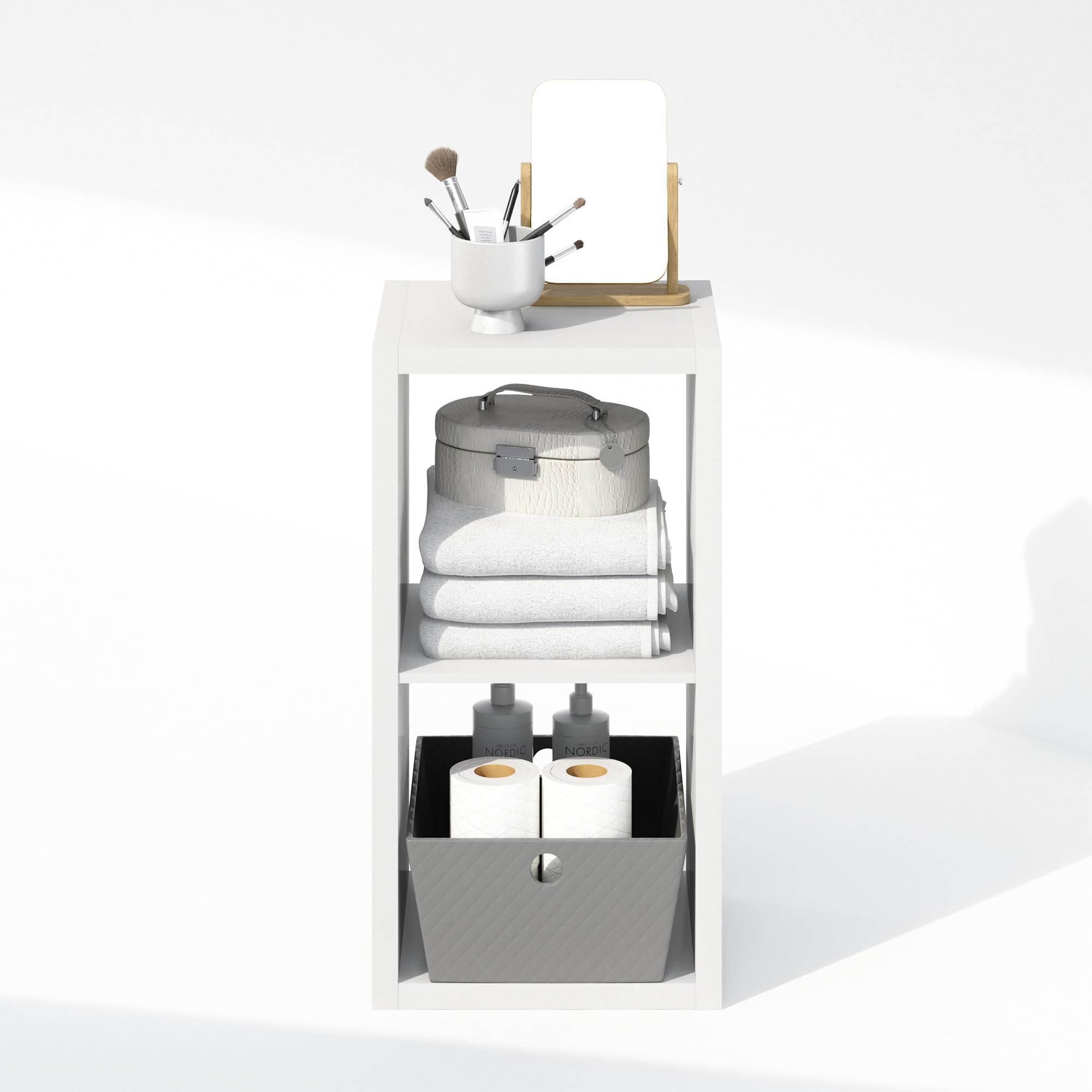 Furinno Cubic Offenes Rückwand-Multifunktionsregal für Kleidung & Schrankaufbewahrung, 2-Fächer, Weiß