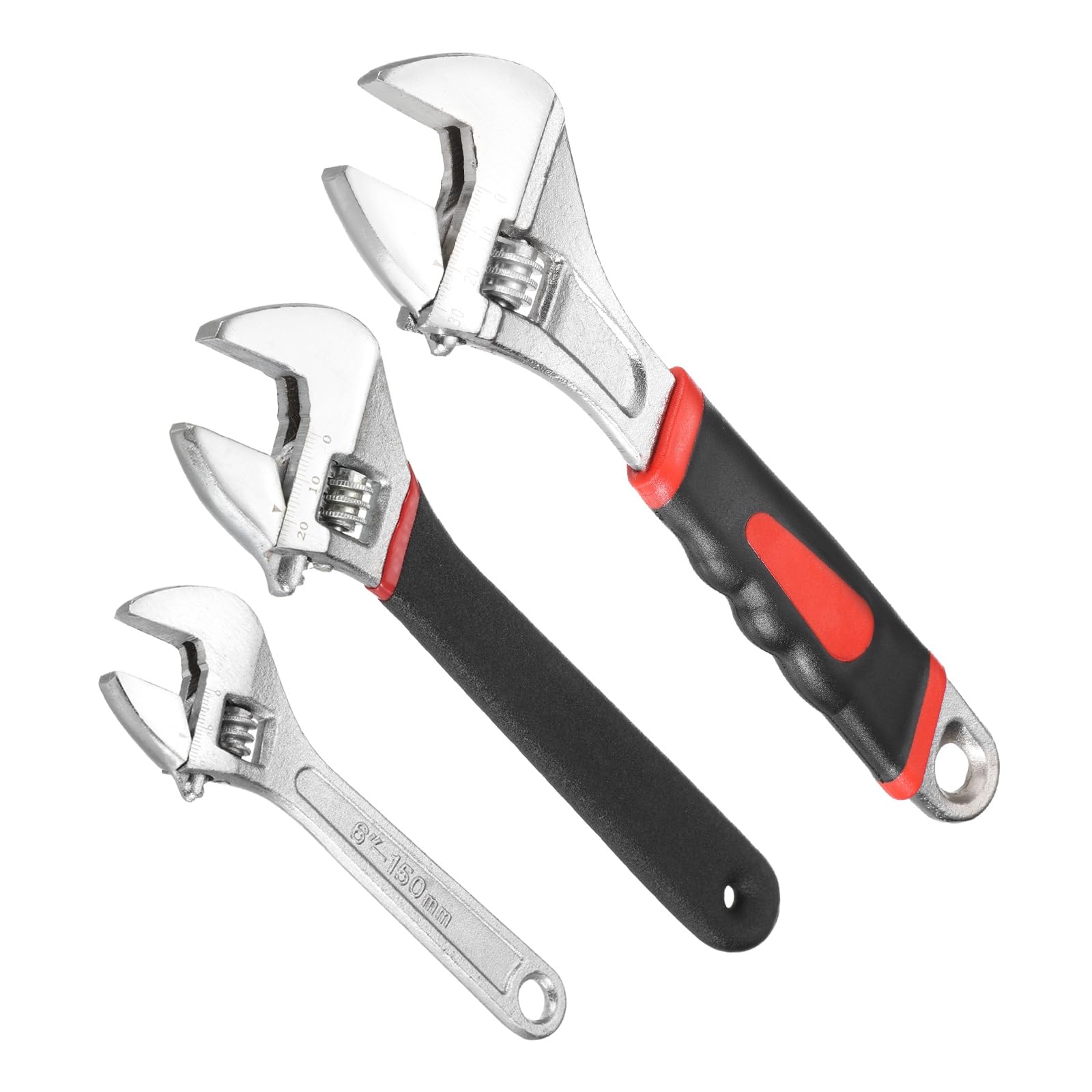QUARKZMAN 3 Pezzi Chiave Regolabile 6/8/10" Industriale Argento/Nero/Rosso