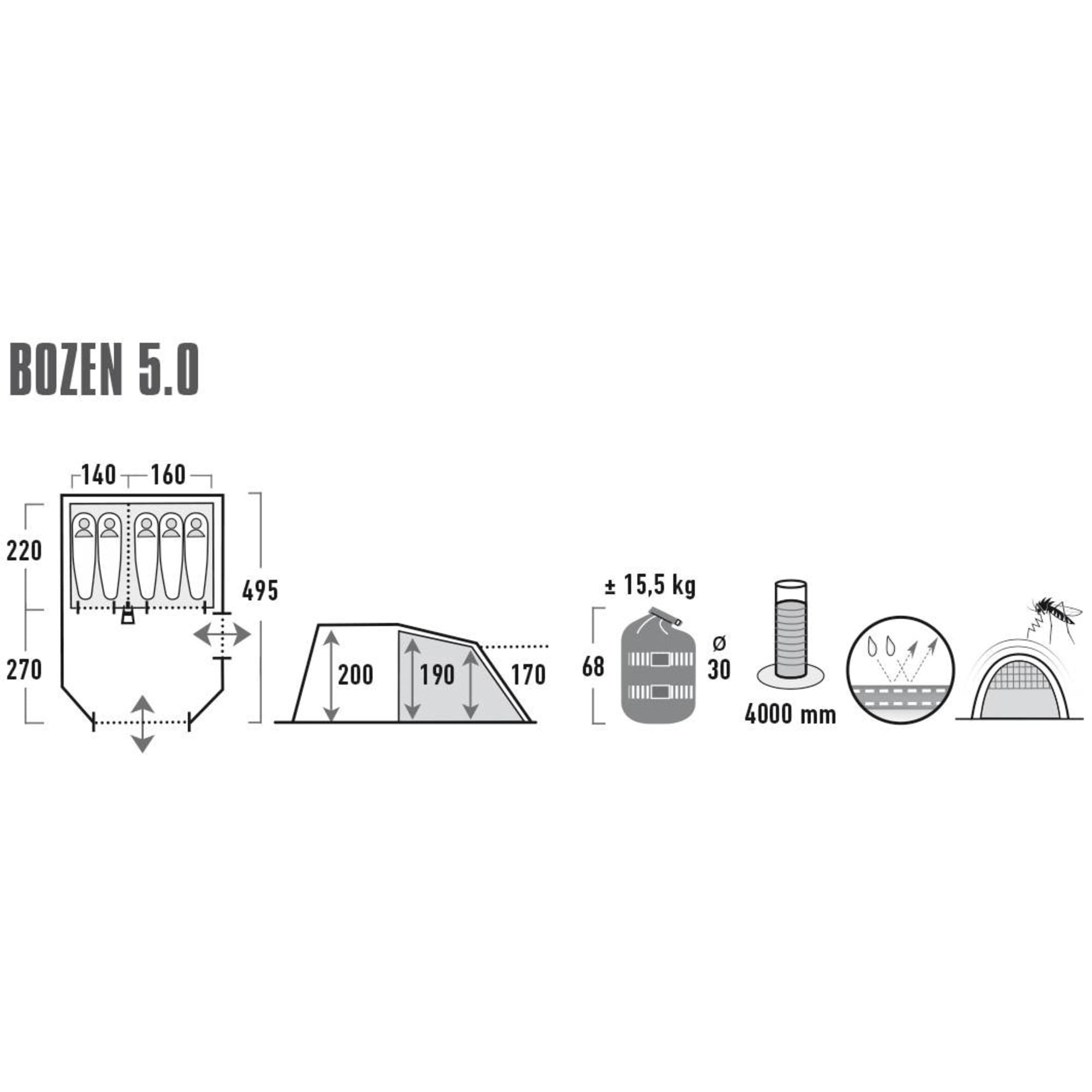 High Peak Zelt Bozen 5.0 5P | 11836