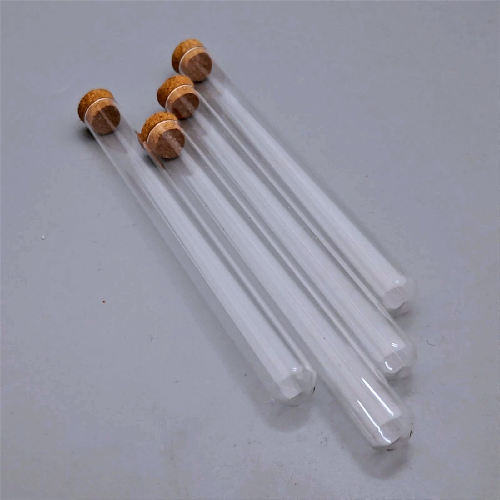 Transparente Reagenzgläser 50 Stück Reagenzgläser mit rundem Boden und Korkstopfen, kleine wissenschaftliche Fläschchen, klares Laborglas for Bildungs- Schulbedarf(13x100mm)