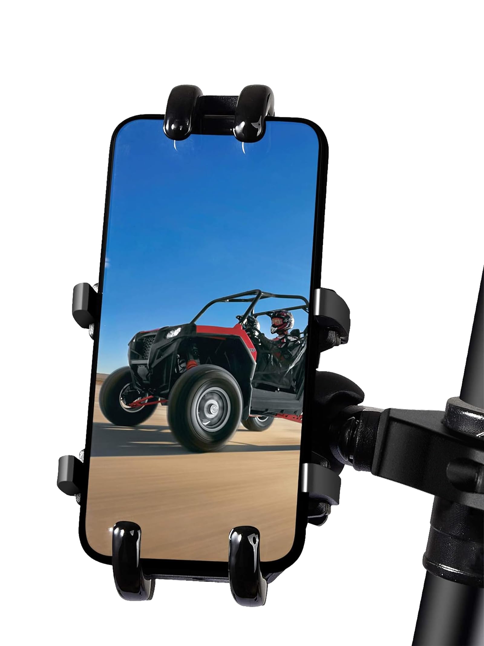 UTV Phone Holder, Aluminum Alloy Heavy Duty Cell Phone Mount for UTV/SXS,360 Adjustable Mounting Bracket Fits 1.75”-2” Roll Cage, 8 Claws Tightly Hold iPhones or 4.7”-7.1 Devices