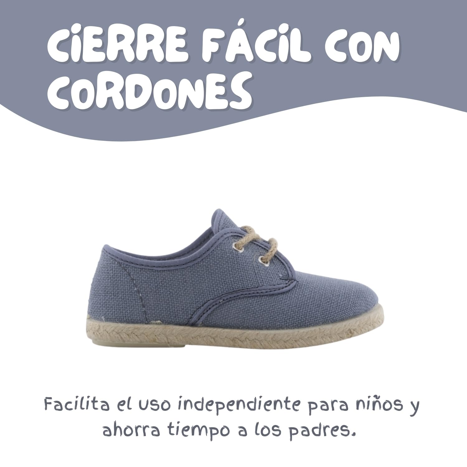 Calzature in lino per bambini con pavimento in juta - Made in Spain.