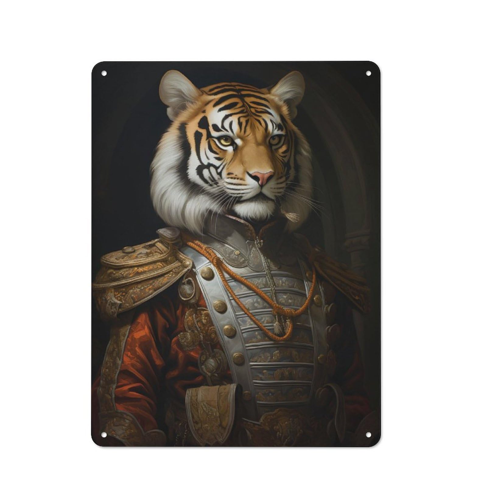 Junmoney Tiger King Painting Style Modern Retro Metal Wall Art Sign 40X30cm, Studio Wall Art For Modern Home, Workshop, Office Or Cafe