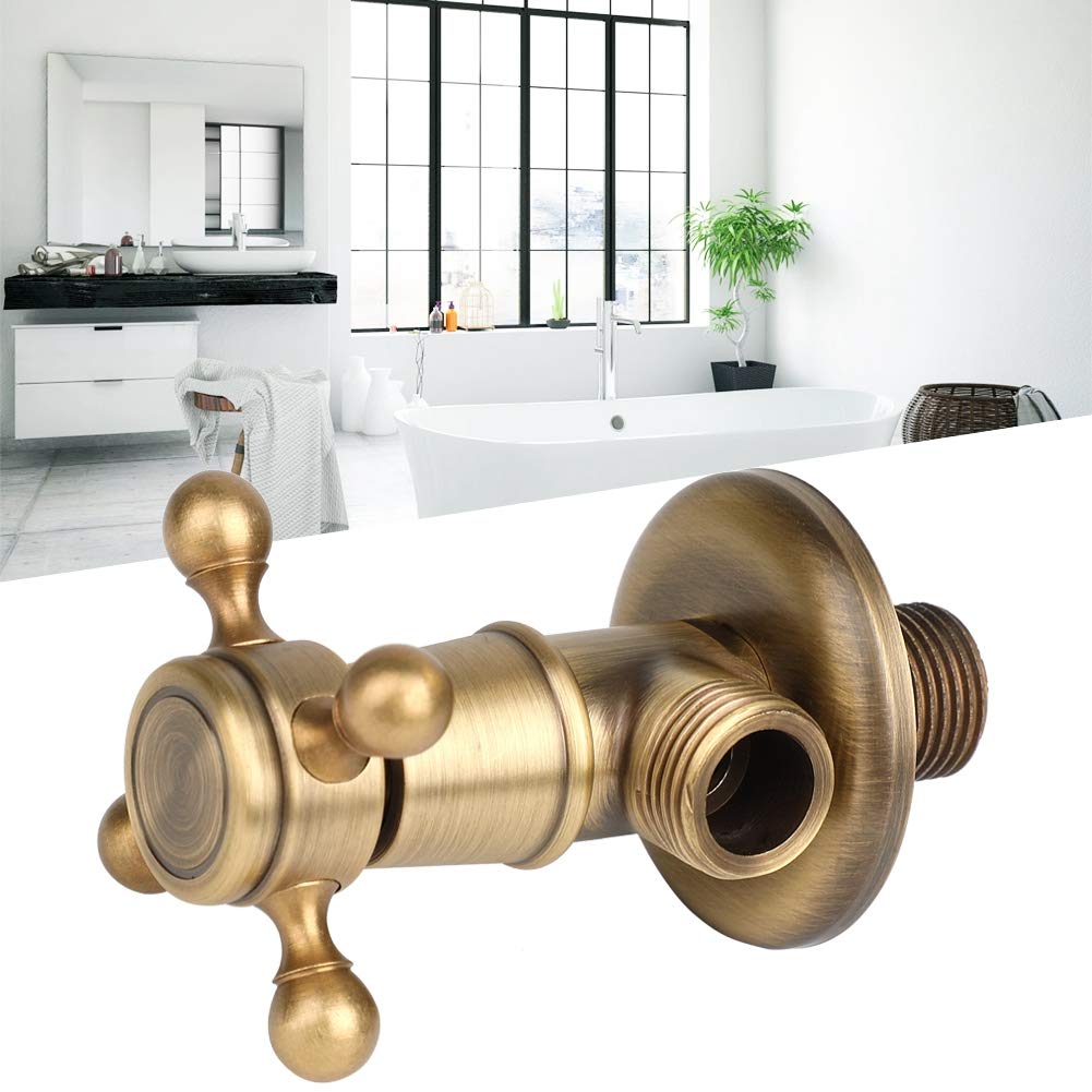 Fdit Salle De Bains en Laiton Triangle Valve 1/2G Matériel De Toilette Vintage Golden Angle Valve Européenne Matériel Universel Antique Angle Valve