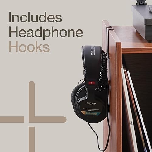 Miniatura 3 de LOFT + IVY Soporte para tocadiscos con almacenamiento de vinilo - Compañía de Estados Unidos - Incluye soporte para álbum y ganchos para