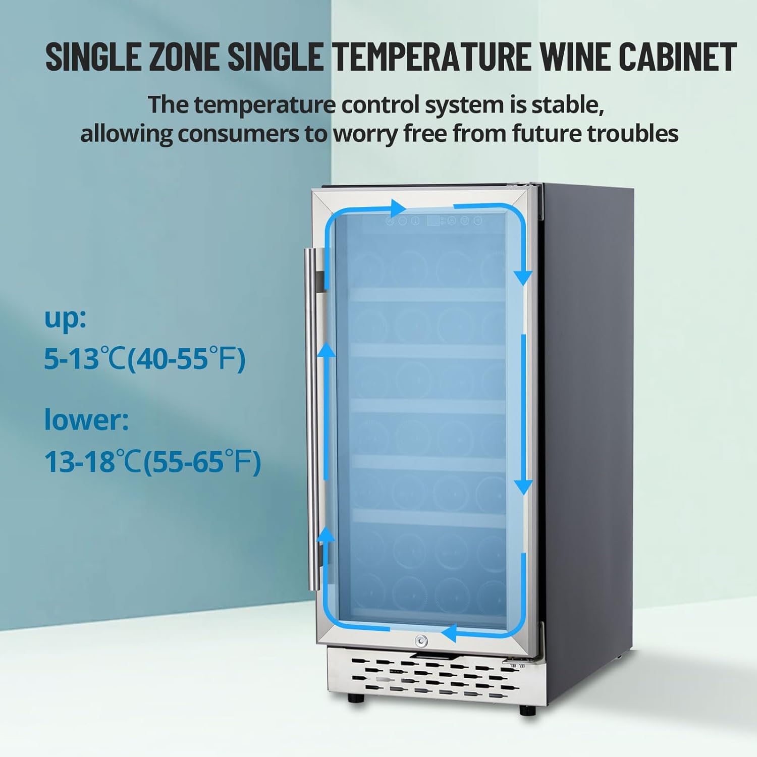 Wine Cooler, Beverage Wine Refrigerator, 28 Bottle, Built-In Or Freestanding, 34-65°F Digital LED Touchscreen, Adjust Temperature, Wine Refrigerator For Red, White, Champagne For Bar, Home, Kitchen on Fridge.com - View 5