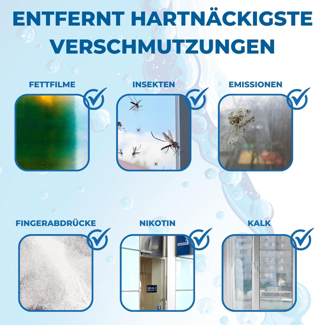 PandaCleaner Fenster Reinigungsmittel - 12x 1L Fensterputzmittel streifenfrei - Glasreiniger Profi - Bio Fensterreiniger Konzentrat für langanhaltende Sauberkeit (12x1000ml)
