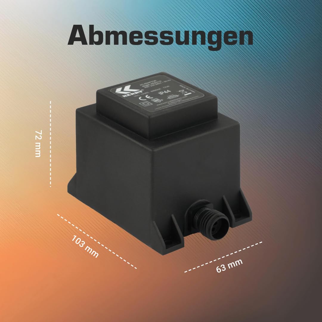 Netzteil 72 Watt IP44 für Außenbereich, LED-Trafo, Transformator 230V auf 12V, 6000mA Wechselstrom Netzstecker 2 Polig, 12V Adapter, Netzteil-Adapter, Netzgerät, Netzadapter