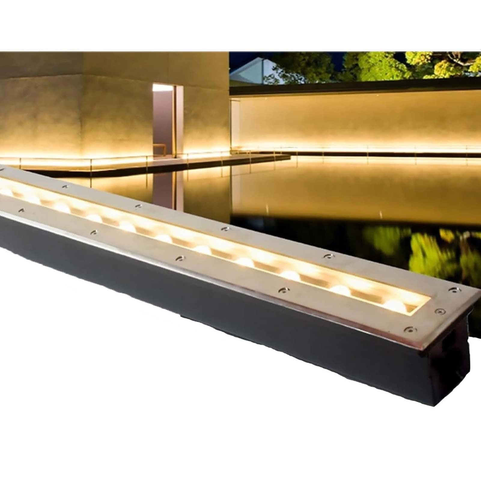Luces De Paisaje - Lámpara Empotrada Para Exterior Enterrada, Focos LED Rectangulares Impermeables IP65, Luz De Piso LED CA 85-265V, Para Caminos De Entrada, Terrazas(Warm White,12W)