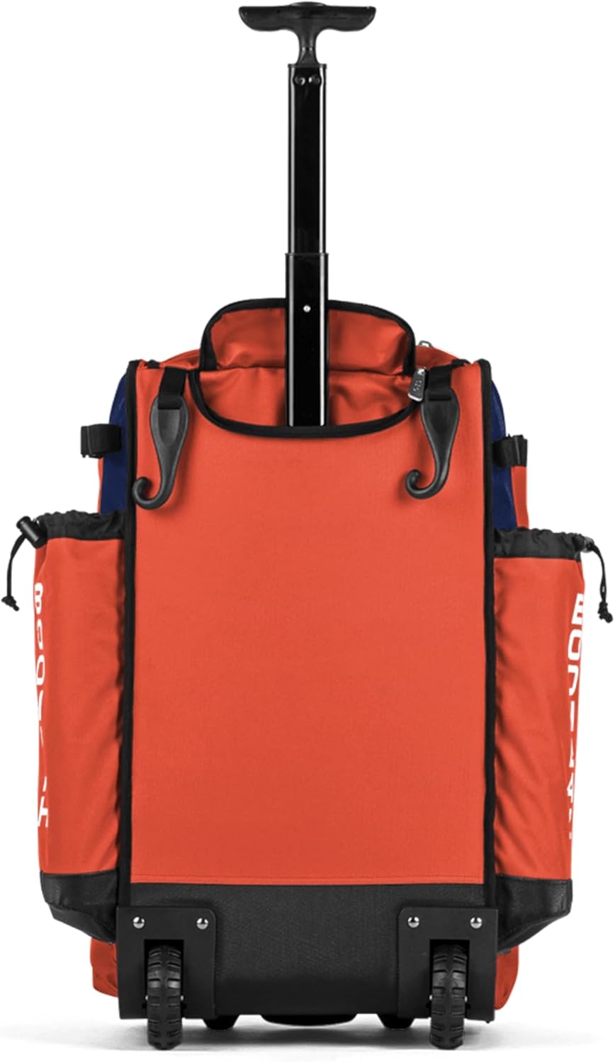 Boombah Rolling Catcher's Superpack Baseball/Softball Gear Bag - 23-1/2" x 13-1/2" x 9-1/2" - Multiple Colors - Telescopic Handle and Holds 4 Bats - Wheeled Version