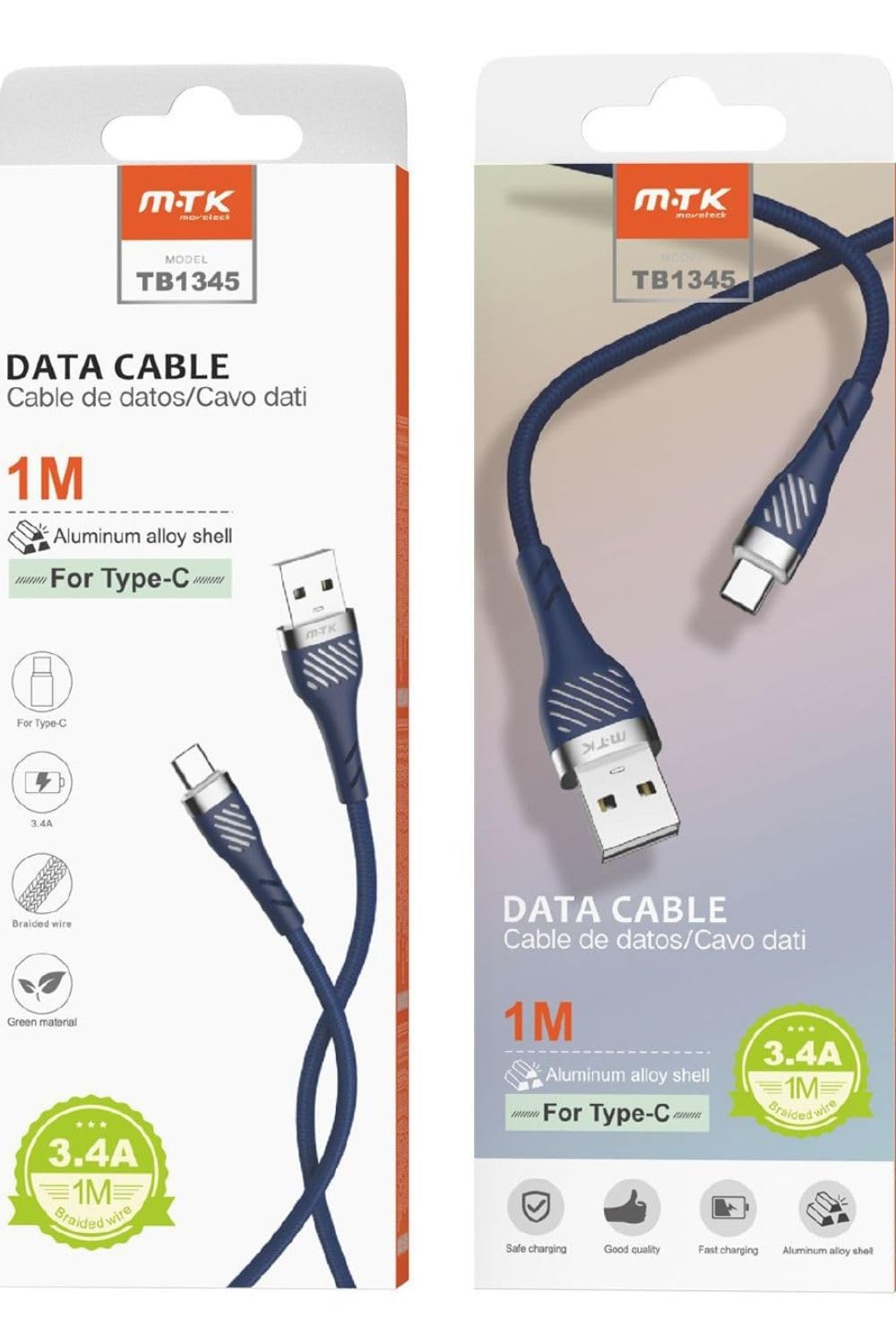Set 3 Cavi USB Tipo A A C Caricatore Rapido, Lungo 1,8m (6ft) Per Android – GG Cavi Bianchi - Foto 3