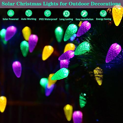 Miniatura 4 de Luces solares de Halloween, luces de Navidad, tira de luces C6 de fresa, luces de Mardi Gras, 50 LED, 8 modos, impermeable, uso al aire libre, para