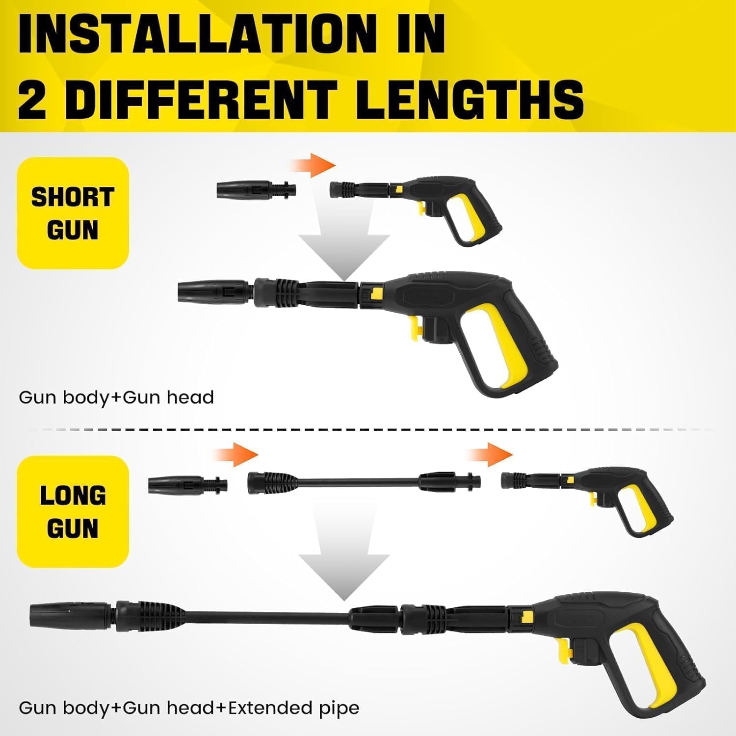 Pistola Alta Presión Recambio para Kärcher K2-K7, 2320 PSI con Acoplamiento Rápido, Boquillas Ajustables y Barra Extensible(Pistola de Agua a presión)
