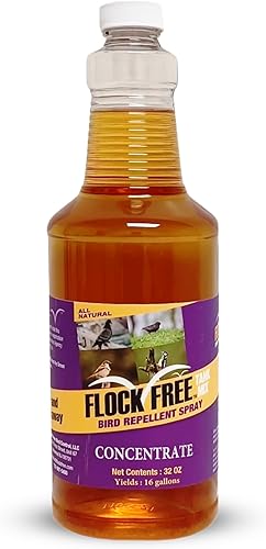 Concentrado en aerosol repelente de pájaros solución residencial para problemas de aves por flock Free concentrado de 32 onzas hace hasta 16 galones