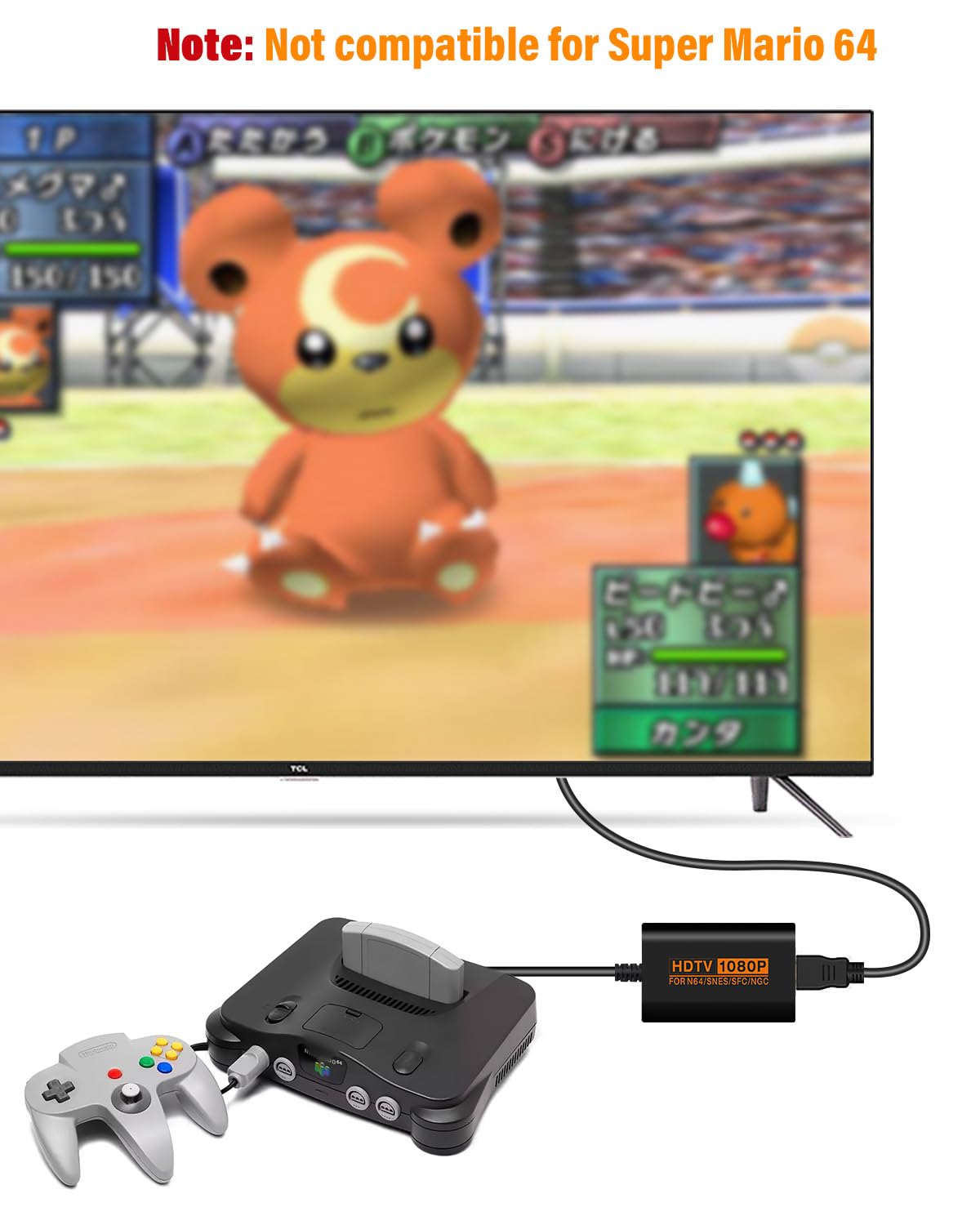 Sehawei Adattatore N64 a HDMI,Convertitore SNES/SFC/NGC a HDMI Adattatore video-audio 1080P compatibile con N64/Snes/SFC/NGC Console