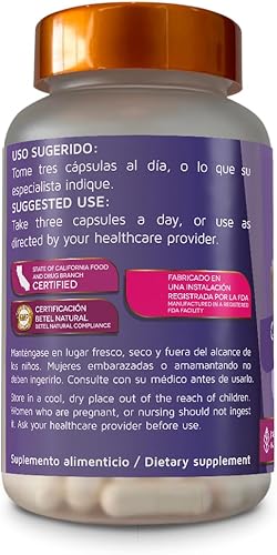 Vista 3 de Cápsulas de citrato de magnesio/citrato de magnesio de Betel Natural - Cápsulas laxantes fáciles - 1800 mg por porción