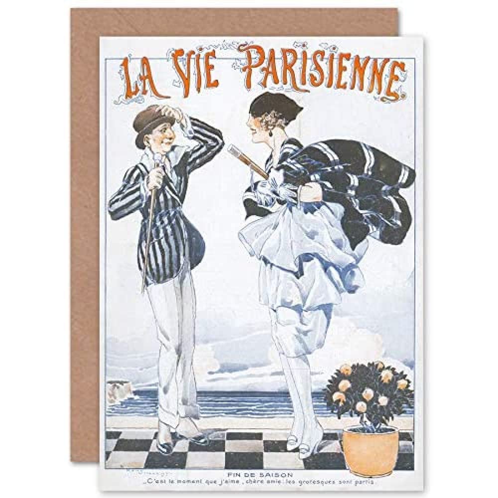 Artery8 - Greeting Card - La Vie Parisienne Couple Magazine Cover - White