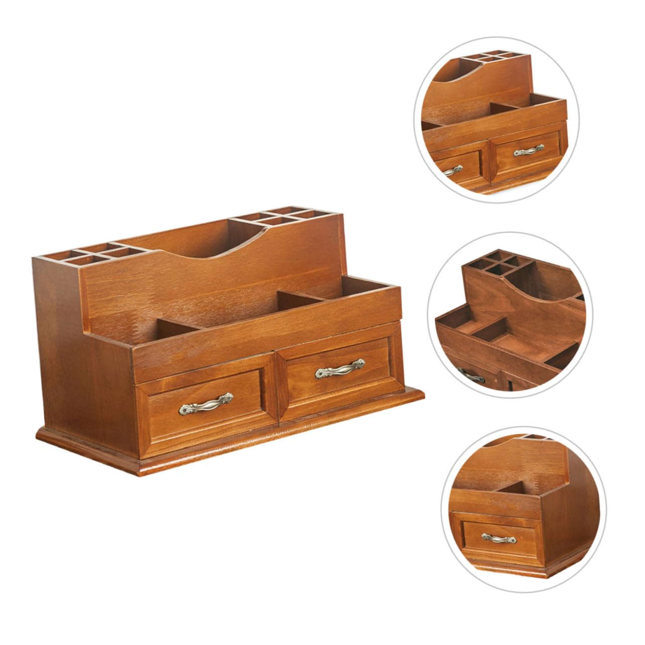 MAGICLULU Schublade mit 2-fach Schubladendesign im Vintage Stil Aufbewahrung Schmuck Großer Stauraum und Schreibtisch Organizer für Make Up und Kosmetik