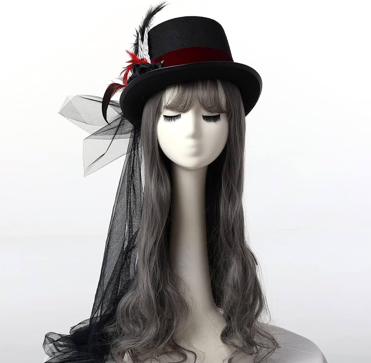 COSDREAMER Women Victorian Hat Flower Veil Hat Feather Hats