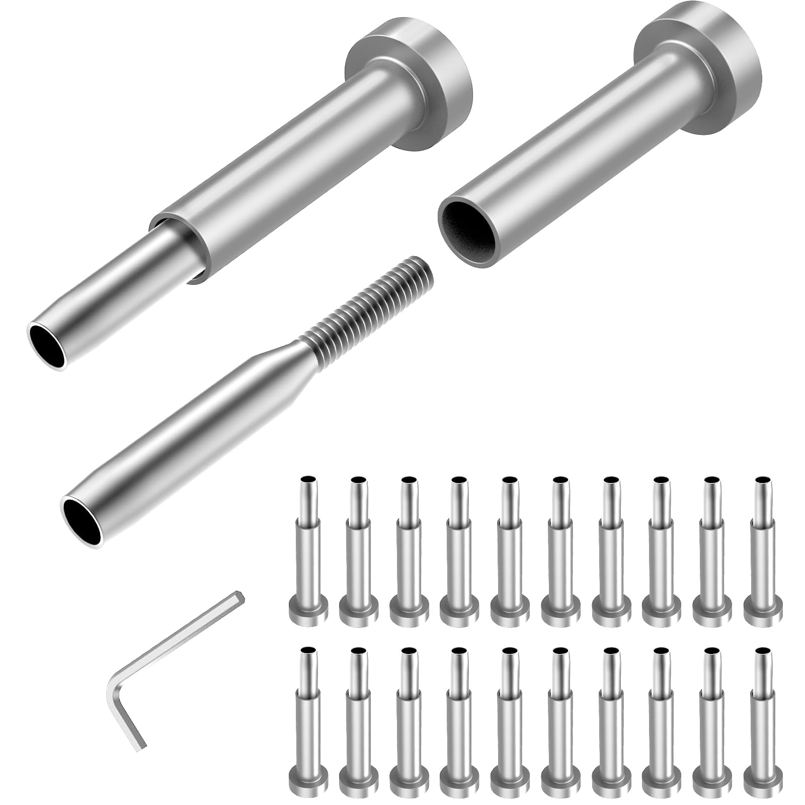 CKE 20 Pack Invisible Cable Railing kit 3/16" Swage Tensioner Hardware and Terminal Hidden T316 Stainless Steel Invisible Receiver and Swage Stud End