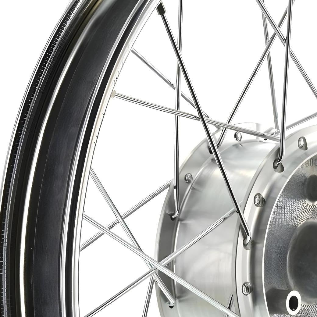 Speichenrad 1,5x16 Zoll Stahlfelge, verchromt + Chromspeichen + Tuning-Radnabe