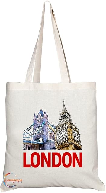 Coralgraph Inc TB1520 London Big Ben Tower Bridge Landmark Novelty Present Gift Printed Tourist Tote Shoulder Souvenir Gift Bag