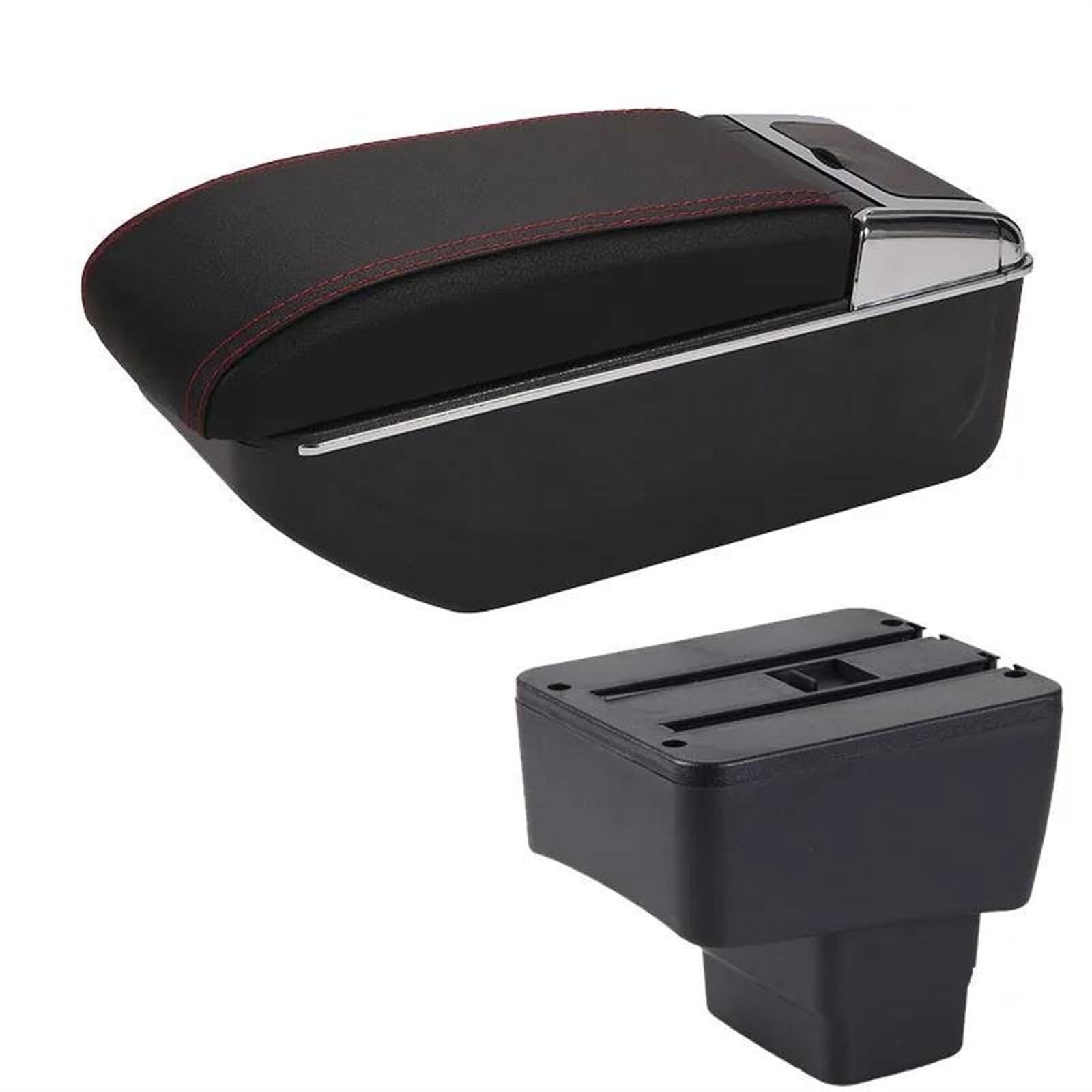 NOHEEU Car Retrofit Armrest Storage Box Accessories With USB For 2 For Skyactiv Version Cx3 CX-3(D1 Black red No USB)