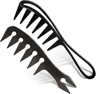 2PCS Wide Tooth Comb Men, Large Tooth Combs Hairstyle Comb Wide Tooth Comb for Wavy Hair Shark Teeth Comb Large Hair Detangling Comb for Wet Curly Wavy Hair Barber Salon Women Men (Black)