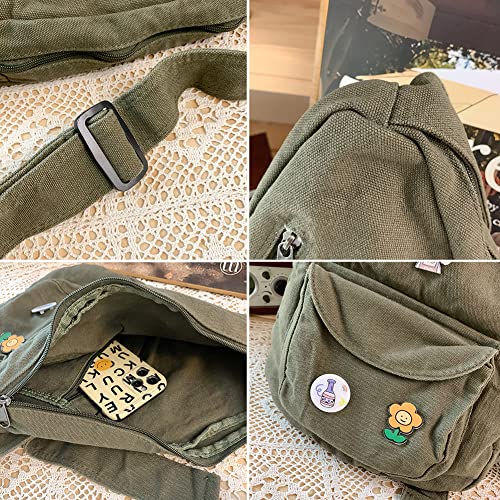 Sling Bag for Women Crossbody Backpack Shoulder Chest Bag Daypack Small Green Travel Canvas Casual Hiking Outdoor2