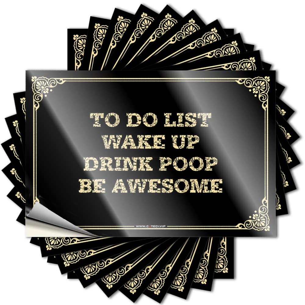 JNBT Decals Funny Decor For Bedroom Wall Art 3d Sticky Back - To Do List Wake Up Drink Poop Be Awesome Beer Signs Man Cave(6X9CM-10Pcs)