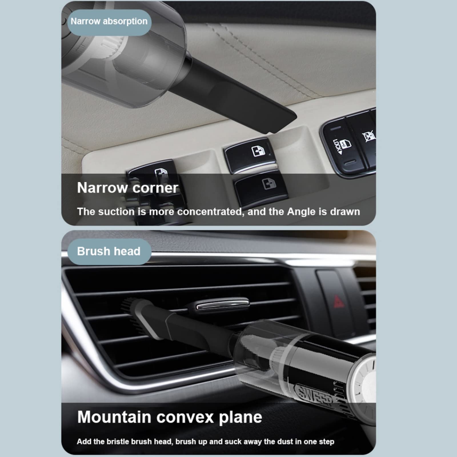 Aspirador de Mano inalámbrico para Coche 9000PA, Potente, portátil, Limpieza con succión automática, Accesorios de Limpieza inalámbricos Inteligentes para el Interior del Coche, hogar, ofici