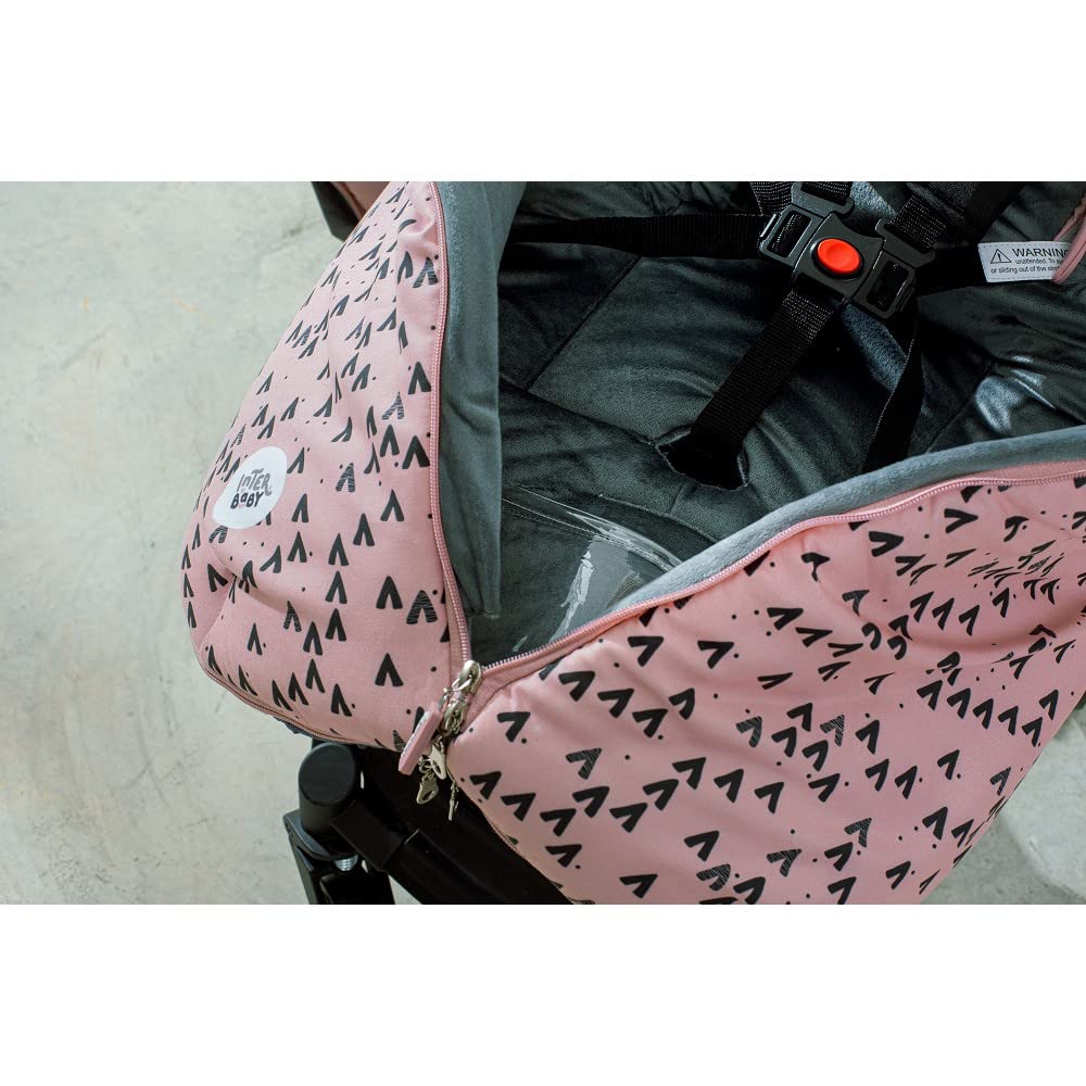 Interbaby Chanceliere Bebe Poussette Couverture Poussette Bebe Hiver, Doux | Sac de Couchage Poussette Bebe Détachable, Double Ouverture, Lavage Facile, Matériaux Antiallergiques, Montan Rose
