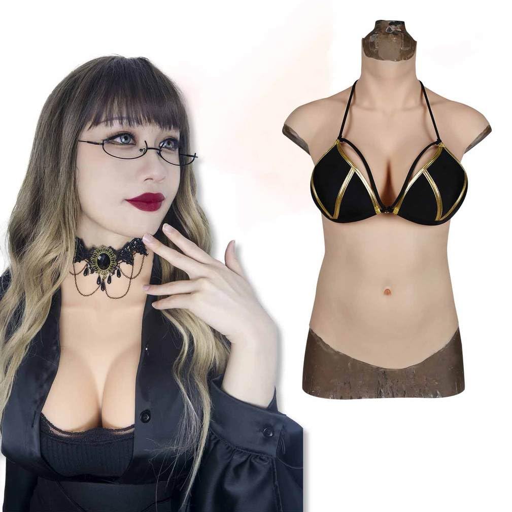 Silikon-Brustplatte mit hohem Kragen – künstliche Brüste für Crossdresser – Silikon-Brustprothesen für Transgender, Drag Queens und Cosplay