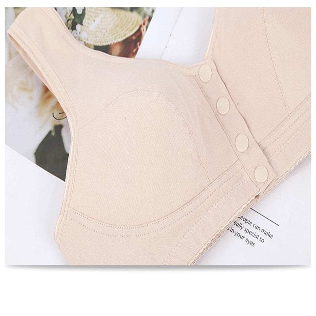 Women Full-Freedom Front Closure Comfortable Snap Bra for Wireless Post-Surgery Bra Active Yoga Sleep Bras (38BC, Beige)