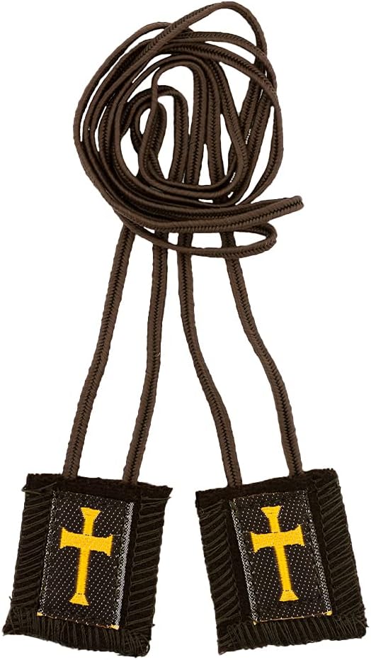 Brown Scapular with Gold Cross - Regular Cord (1011)