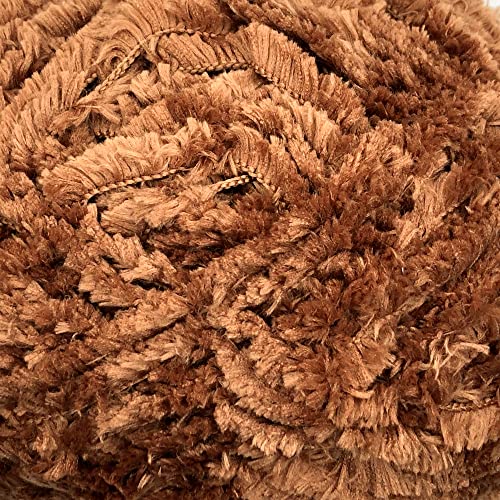 Image of Plush Faux Fur Bulky Yarn, Super Soft Fluffy Fuzzy for Knitting Crocheting Crafting, 100 Gram (3.53 Ounces) 109 Yards (100 Meters) (Brown)
